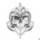 medieval helmet Armor skull tattoo design idea