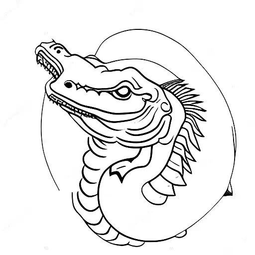 Komodo dragon climbing on shoulder  tattoo design idea