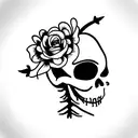 dancing skeleton with flower crown tattoo design idea
