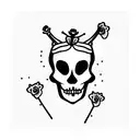 dancing skeleton with flower crown tattoo design idea