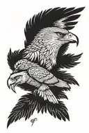  soaring eagle Thunderbird and a buffalo head tattoo design idea