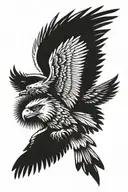  soaring eagle Thunderbird and a buffalo head tattoo design idea