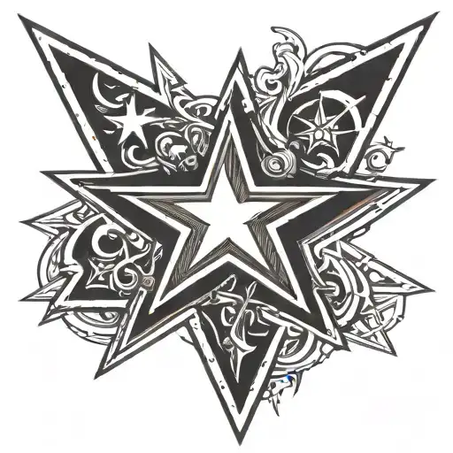 thick outline five pointed star tattoo design idea