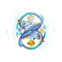 Pisces and Taurus Zodiac sign tattoo design idea