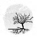 Fallen oak tree tattoo design idea