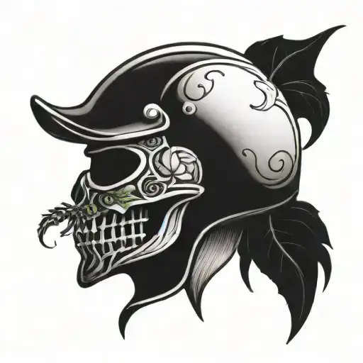 biker helmet with poison ivy wrapped around it tattoo design idea