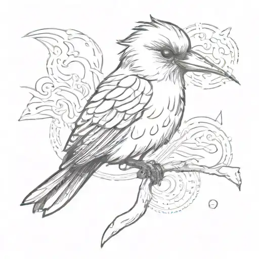 Create a tattoo of a bird smoking a cigarette in a surrealistic style tattoo design idea