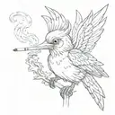 Create a tattoo of a bird smoking a cigarette in a surrealistic style tattoo design idea