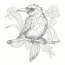 Create a tattoo of a bird smoking a cigarette in a surrealistic style tattoo design idea