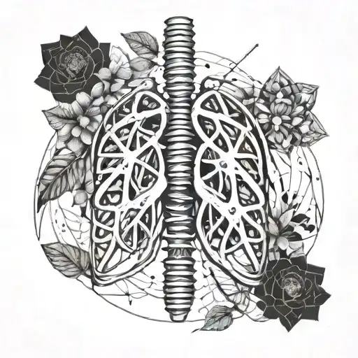 rib cage with flower lungs inside of it tattoo design idea