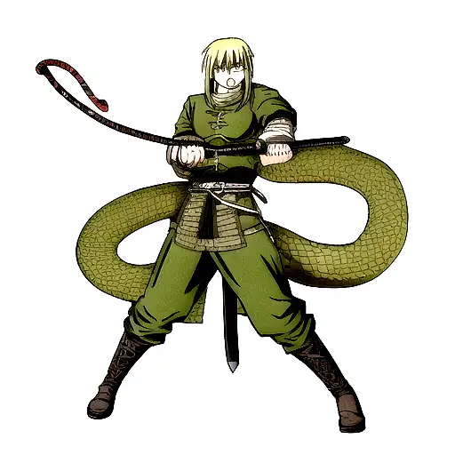 Anime "Vinland Saga Sword With Snake And..." Tattoo Idea BlackInk AI