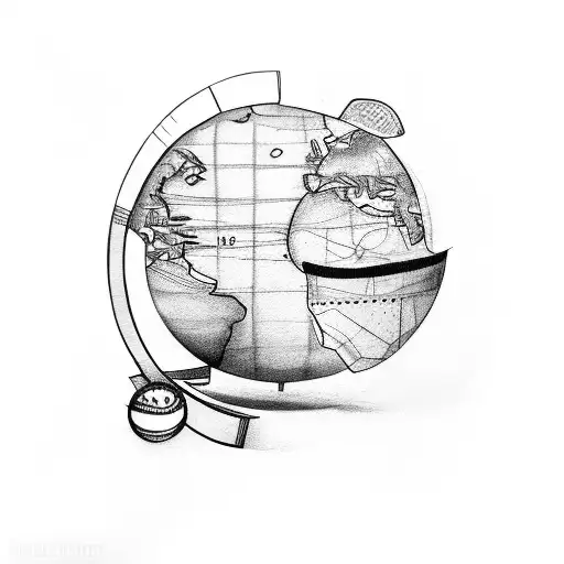suitcase with a globe inside tattoo design idea