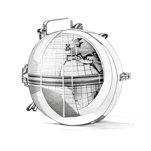 suitcase with a globe inside tattoo design idea