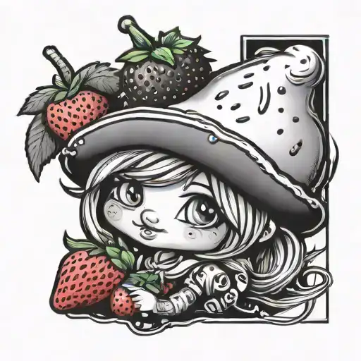 punk strawberry shortcake   tattoo design idea