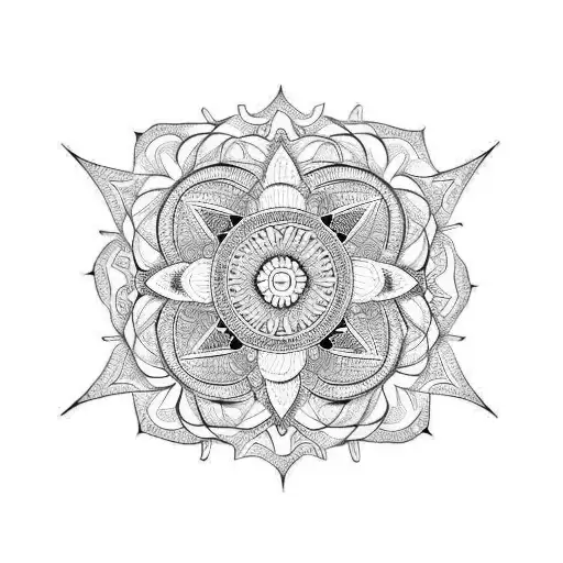 Mandala and geometric chest tattoo tattoo design idea