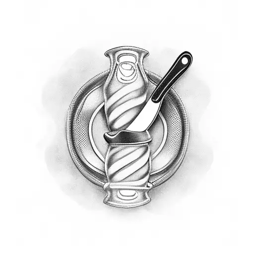 A chef's knife intertwined with a stethoscope, symbolizing the client's passion for cooking and nursing tattoo design idea