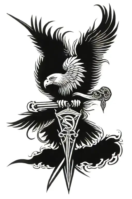 eagle and sword and snake and word 'fortis fortuna adiuvat' tattoo tattoo design idea