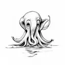 Dumbo Octopus cute colour tattoo design idea