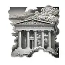 Greek temple with clouds tattoo design idea