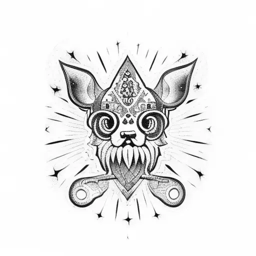 coelho esquisito com ovo de pascoa  tattoo design idea