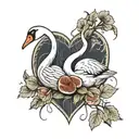 minimal swans inside heart with figs  tattoo design idea
