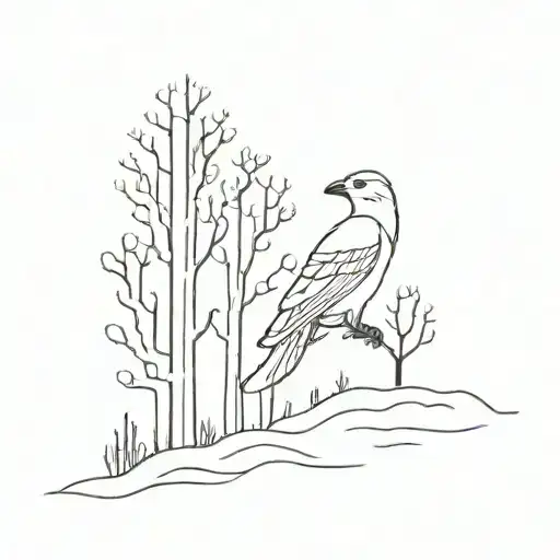 inspired by stopping by the woods in a snowy evening by poe tattoo design idea