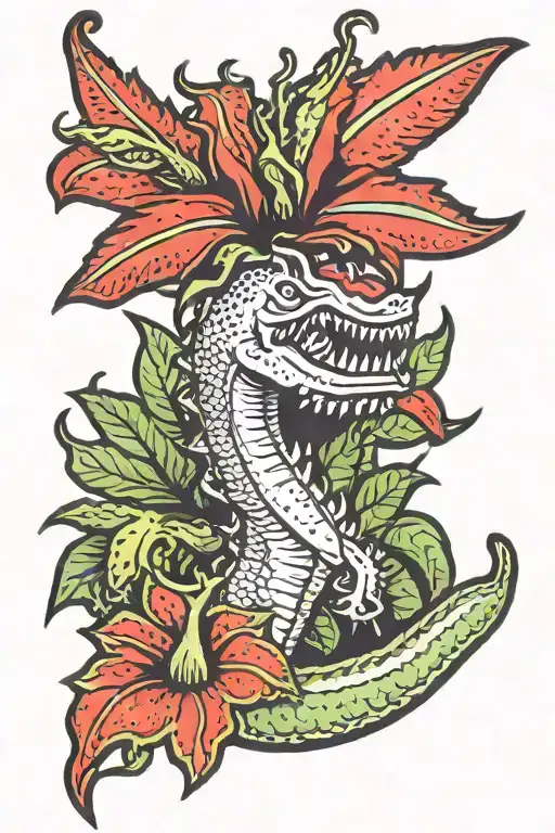 venus fly trap tattoo design idea