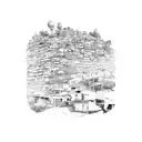 A favela landscape with vibrant colors tattoo design idea