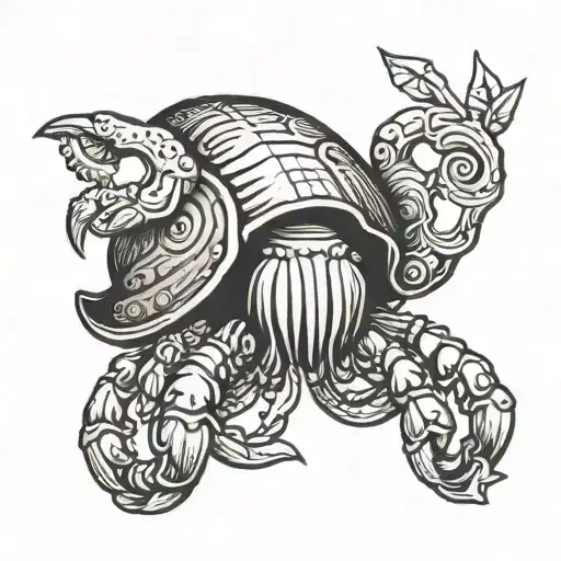 hermit crab with a house   tattoo design idea