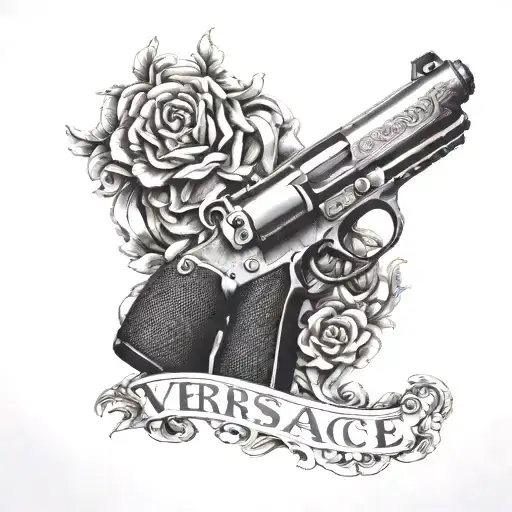 versace gun gangsta tattoo design idea