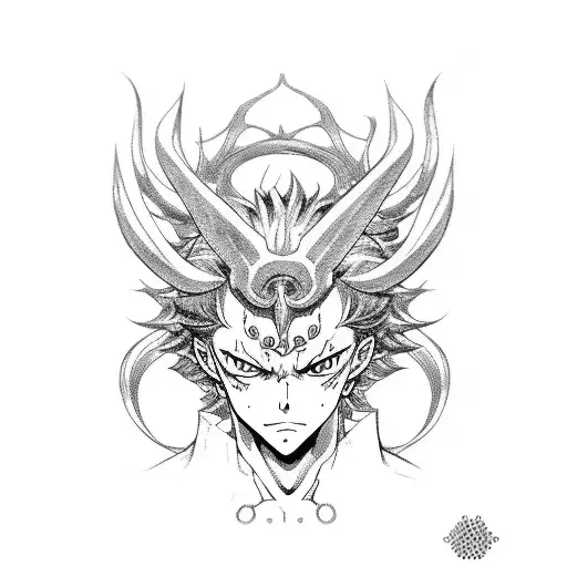 minimalist anime demon liebe (black clover) tattoo design idea