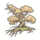 A tree morphing into a storm cloud with lightning bolts as branches tattoo design idea