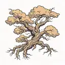 A tree morphing into a storm cloud with lightning bolts as branches tattoo design idea