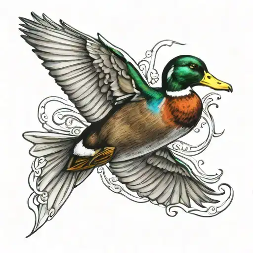 mallard duck and venom tattoo design idea