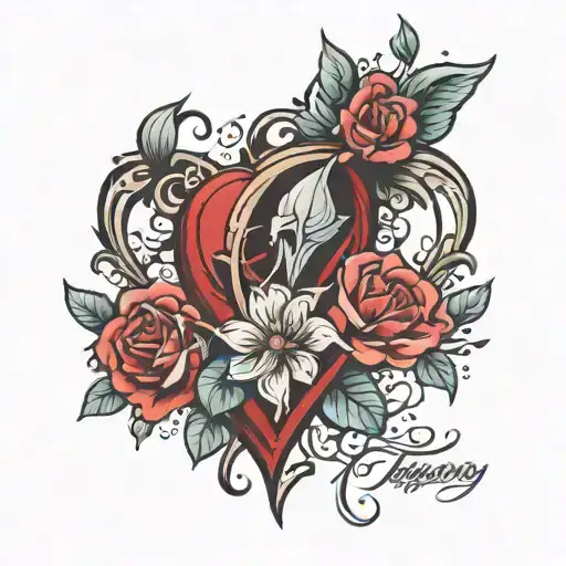 in which heart forever tattoo design idea