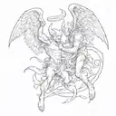 devil fights angel tattoo design idea