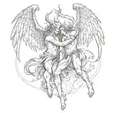 devil fights angel tattoo design idea