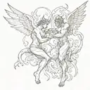 devil fights angel tattoo design idea