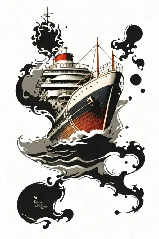 VINTAGE CRUISE SHIP tattoo design idea