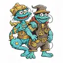 Abhi and cookie monster tattoo design idea