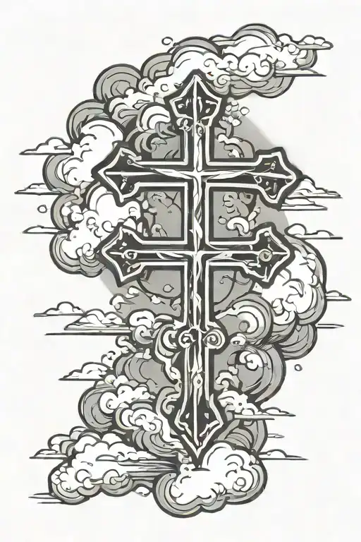cross  with clouds. around  tattoo design idea