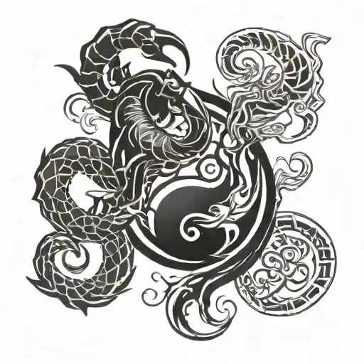 scorpion and ram yin yang tattoo design idea