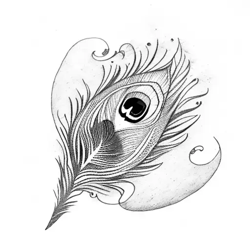 Peacock feather with "Shrisha" name tattoo design idea