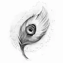 Peacock feather with "Shrisha" name tattoo design idea