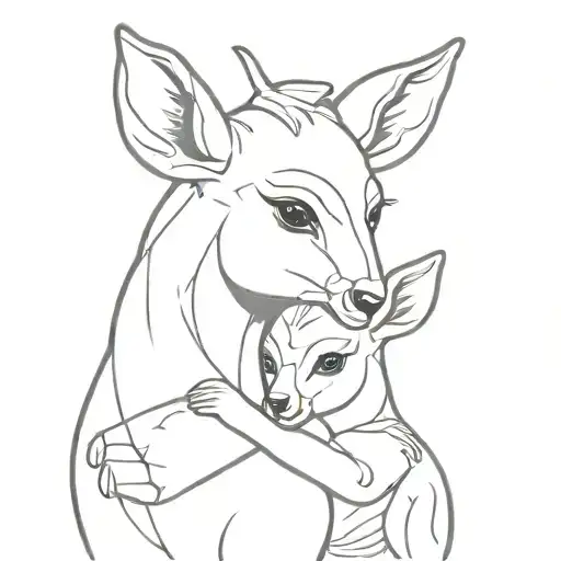 Bambi with mother embracing her tattoo design idea