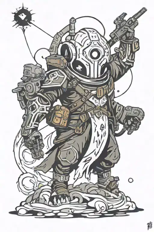 ghost from destiny 2 bungie game tattoo design idea