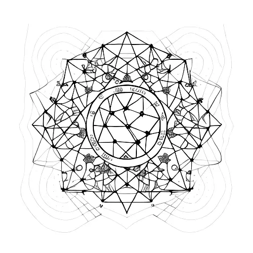 the constellation of the sign of Aquarius with flowers  tattoo design idea