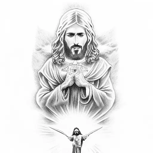 jesus vs evil tattoo design idea