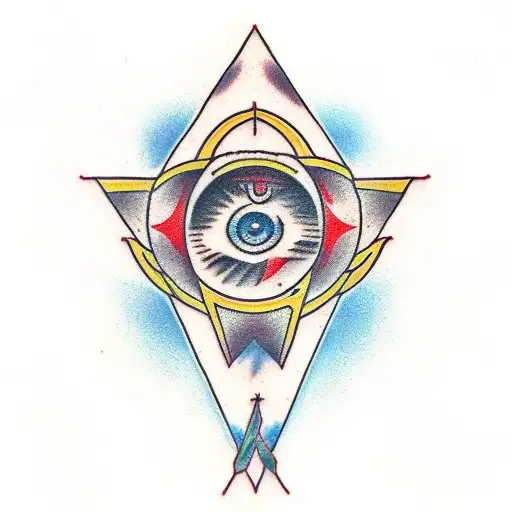 Third Eye with red veins tattoo design idea