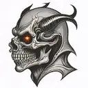 Devil skull side profile new school tattoo stencil tattoo design idea